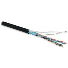 Hyperline FUTP4-C5E-P26-IN-LSZH-BK-100 (100 м) Кабель витая пара, экранированный F/UTP, общий экран фольга, категория 5e, 4 пары 26 AWG, 4х2х0,48 мм, многопроволочные жилы, LSZH, нг(А)-HF, внутренний -40°C – +75°C, черный