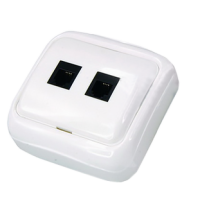 Розетка телефонная накладная 2 порта 6P-4C Rexant, большая