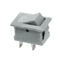Выключатель клавишный серый 250V 6A (2c) On-Off Mini (RWB-201, SC-768)