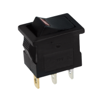 Выключатель клавишный черный с подсветкой 12V 15A (3c) On-Off Mini (RWB-206-1, SC-768)