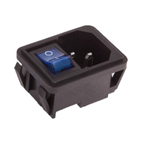Выключатель клавишный синий с подсветкой и штекером C14 3PIN 250V 10A (4c) On-Off (RWG-112)