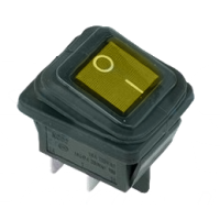 Выключатель клавишный желтый с подсветкой и влагозащитой 250V 15А (4с) On-Off (RWB-507)