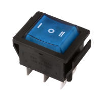 Выключатель клавишный синий с подсветкой и нейтралью 250V 15A (6c) On-Off-On (RWB-509, SC-767)
