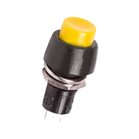 Выключатель-кнопка 250V 1А (2с) ON-OFF, желтая Micro (PBS-20А)