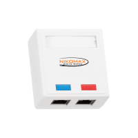 Розетка настенная 2 порта RJ-45 Nikomax, CAT5e, на печатной плате, неэкранированная, белая