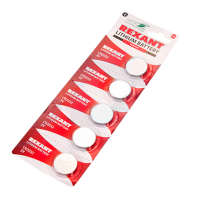 Элемент питания литиевый CR2032 Rexant, 3 V 220 mAh, 5 шт/упак