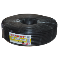 Кабель коаксиальный RG-6U Rexant, полиэтилен, черный, 100 м