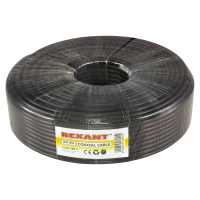 Кабель коаксиальный RG-6U Cu 48 Rexant, полиэтилен, черный, 100 м