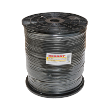 Кабель коаксиальный RG-6U Cu 48 Rexant, полиэтилен, черный, 305 м