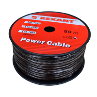 Кабель силовой Power Cable 10 мм Rexant, черный, 50 м