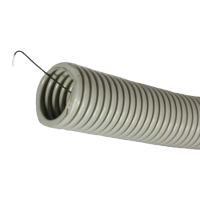 Труба гофрированная 25 мм / 18.3 мм, серая, самозатухающий ПВХ, протяжка, 75 м