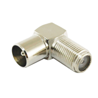 Переходник F(гнездо) - ТВ(штекер) RIPO, угловой, с никелевым напылением, 100 шт/упак