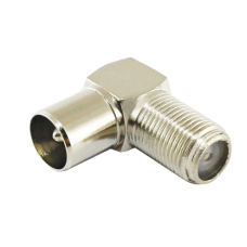 Переходник F(гнездо) - ТВ(штекер) RIPO, угловой, с никелевым напылением, 100 шт/упак