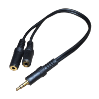 Переходник TRS(штекер) 3.5 мм - 2 TRS(гнездо) 2.5 мм Gold Premier, пластик, стерео, кабель 0.3 м