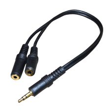 Переходник TRS(штекер) 3.5 мм - 2 TRS(гнездо) 2.5 мм Gold Premier, пластик, стерео, кабель 0.3 м
