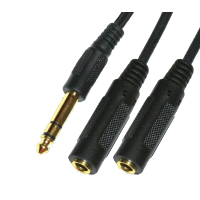 Переходник TRS(штекер) 6.35 мм - 2 TRS(гнездо) 6.35 мм Gold Premier, кабель 0.3 м, пластик, стерео