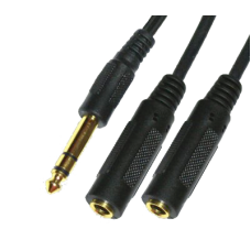 Переходник TRS(штекер) 6.35 мм - 2 TRS(гнездо) 6.35 мм Gold Premier, кабель 0.3 м, пластик, стерео