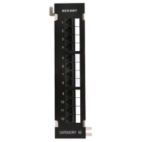 Патч-Панель 10" Rexant, 12 гнёзд RJ-45,  CAT5e, Dual IDC, монтаж на стенку