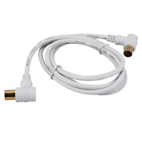 Шнур ТВ(штекер) угловой - ТВ(гнездо) угловой 5 мм Rexant, белый, 1.5 м