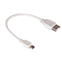 Шнур USB A(гнездо) - Mini 5pin USB B(штекер) 5 мм Rexant, белый, 0.2 м