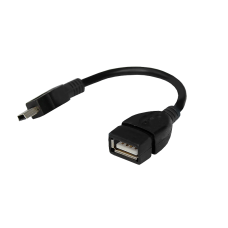 Шнур OTG USB A(гнездо) - Mini 5pin USB B(штекер) Rexant, черный, 0.15 м
