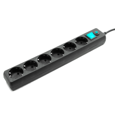 Фильтр сетевой "Гарнизон", 6 мест, 10 А, 5 м, черный