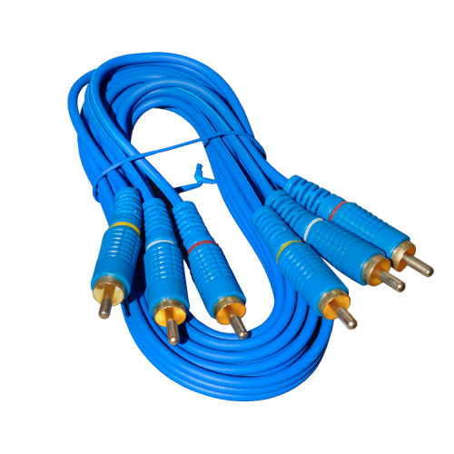 Шнур 3 RCA - 3 RCA 5 мм GOLD синий Rexant, 1.5 м