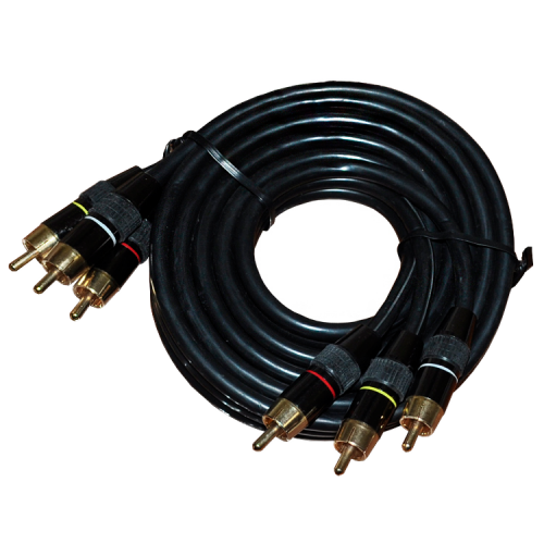 Шнур 3 RCA - 3 RCA 5 мм GOLD металл Rexant, премиум, 1.5 м