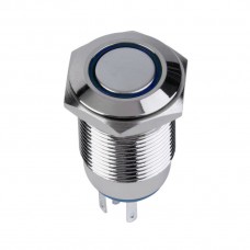 Кнопка антивандальная 12V 3А ON-OFF, фикс (5с), d=16 мм, красная