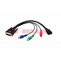 Переходник DVI(штекер) - HDMI(гнездо) + 3 RCA(гнездо) провод Gold Rexant