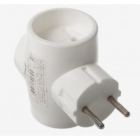 Тройник электрический без з/к Rexant, 6/10 А, 220 В, белый