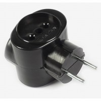 Тройник электрический биметалл Rexant, 16 А, 220 В, черный