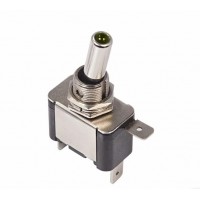 Тумблер однополюсный 12V 25А (3c) ON-OFF с зеленой подсветкой LED, блистер (ASW-07D)