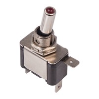 Тумблер однополюсный 12V 25А (3c) ON-OFF с красной подсветкой LED, блистер (ASW-07D)