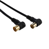 Шнур ТВ(штекер) угловой - ТВ(гнездо) угловой 5 мм Rexant, черный, 1.5 м