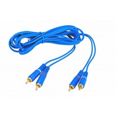 Шнур 2 RCA - 2 RCA 5 мм GOLD синий Rexant, 1.5 м