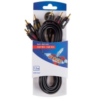 Шнур 3 RCA - 3 RCA 3.5 мм GOLD Rexant, премиум, 1.5 м