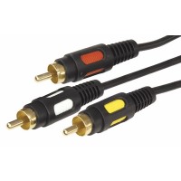 Шнур 3 RCA - 3 RCA 3.5 мм GOLD Rexant, премиум, 5 м