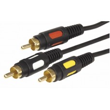 Шнур 3 RCA - 3 RCA 3.5 мм GOLD Rexant, премиум, 5 м