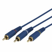 Шнур 3 RCA - 3 RCA 5 мм GOLD синий Rexant, 3 м