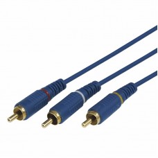 Шнур 3 RCA - 3 RCA 5 мм GOLD синий Rexant, 3 м