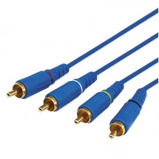 Шнур 4 RCA - 4 RCA 5 мм GOLD синий Rexant, 2 м