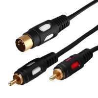 Шнур DIN 5pin - 2 RCA GOLD Rexant, премиум, 1.5 м