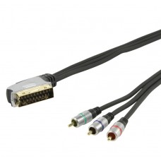 Шнур SCART - 3 RCA Component PRO-class Rexant, премиум, 1.5 м