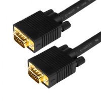 Шнур VGA plug - VGA plug GOLD Rexant, черный,  с ферритовыми кольцами, 1.8 м