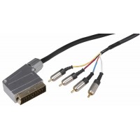 Шнур SCART - 4 RCA GOLD металл Rexant, премиум, 3 м