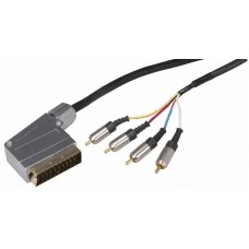 Шнур SCART - 4 RCA GOLD металл Rexant, премиум, 3 м