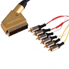 Шнур SCART - 6 RCA GOLD металл Rexant, премиум, 1.5 м