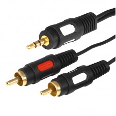 Шнур TRS 3.5 мм - 2 RCA GOLD Rexant, премиум, 7 м