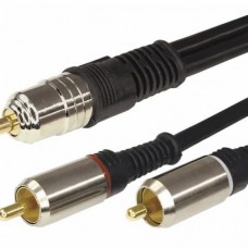 Шнур TRS 3.5 мм - 2 RCA GOLD металл Rexant, премиум, 10 м